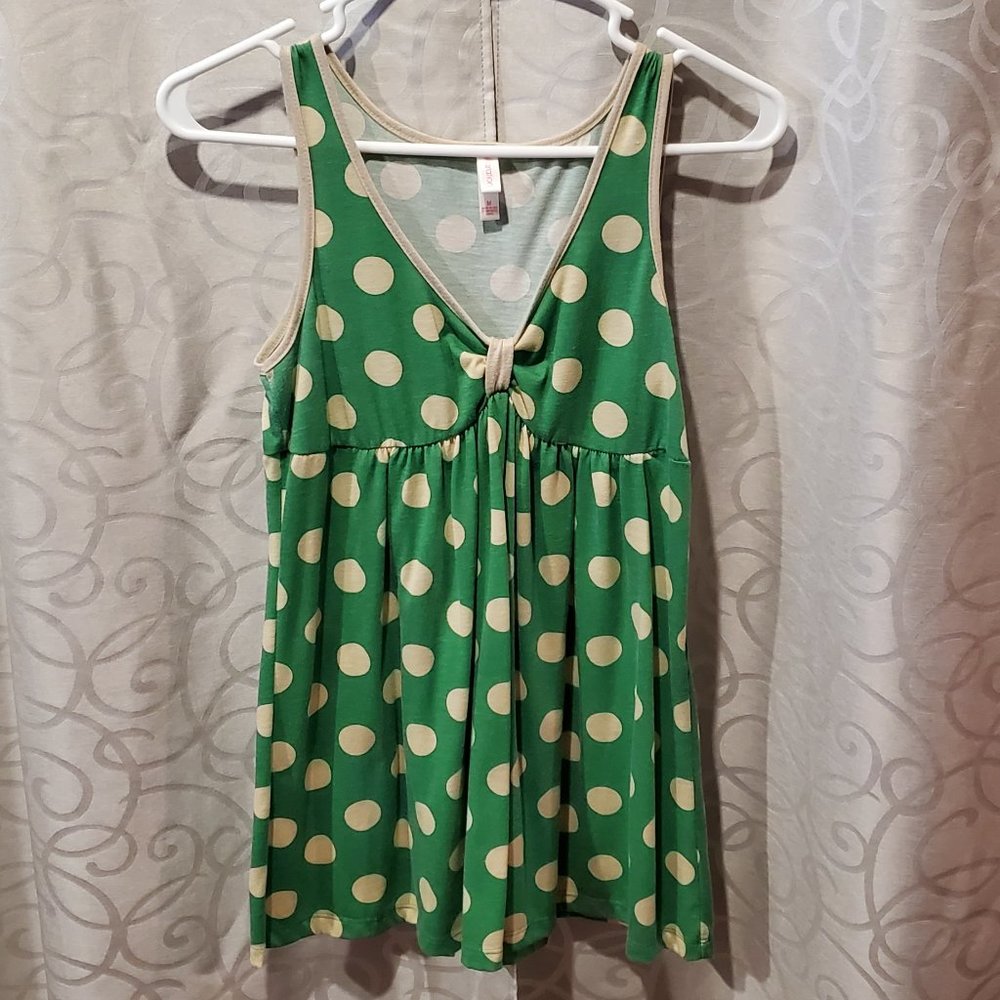 Green as Grass and Cream Polka Dot tank Top
